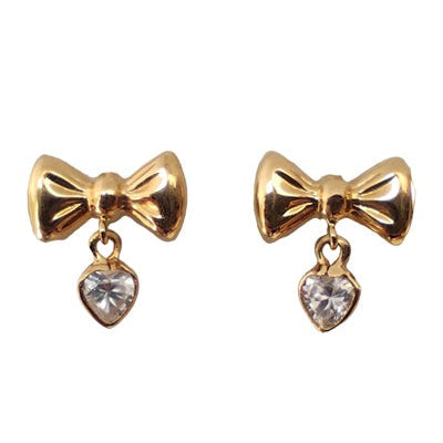Boucles d'oreilles noeuds et coeur or jaune