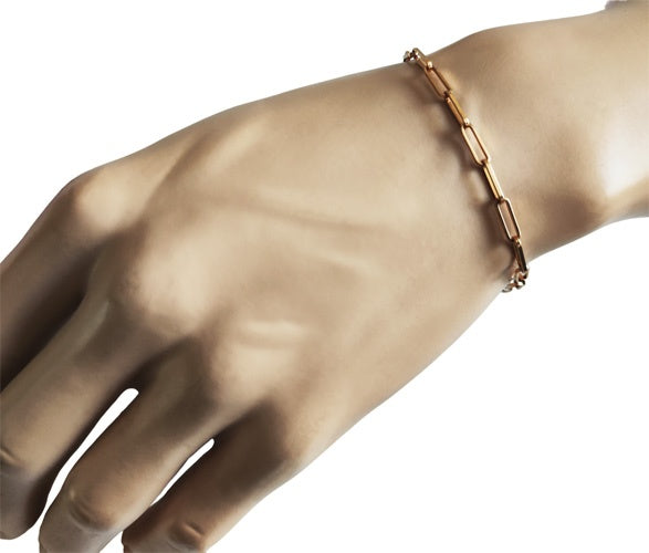 Bracelet maille rectangle 3 mm or jaune 750