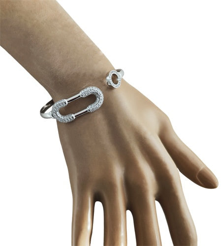 Bracelet jonc ouvert argent 925 zircons Caplain Saint André