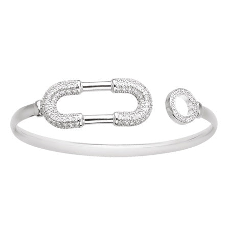 Bracelet jonc ouvert argent 925 zircons Caplain Saint André