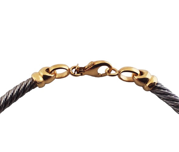 Bracelet articulé câble acier et or 750