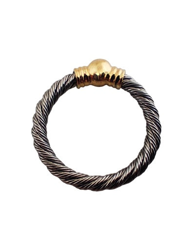 Bague cable acier et or 750 boule