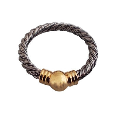 Bague cable acier et or 750 boule