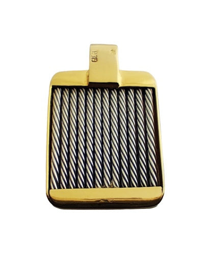 Pendentif plaque cable acier et or 750