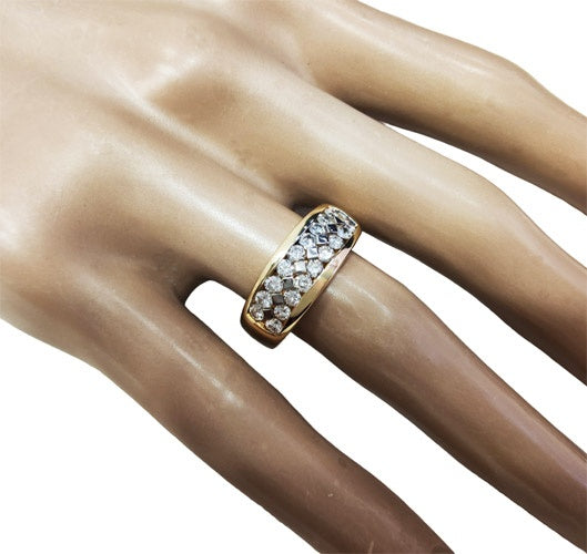 Demi-alliance diamants 2 rangs or 750