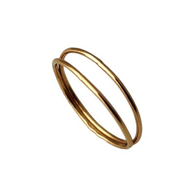 Bague double anneaux ouverts or jaune 750