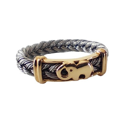 Bague éléphant en acier et or 750