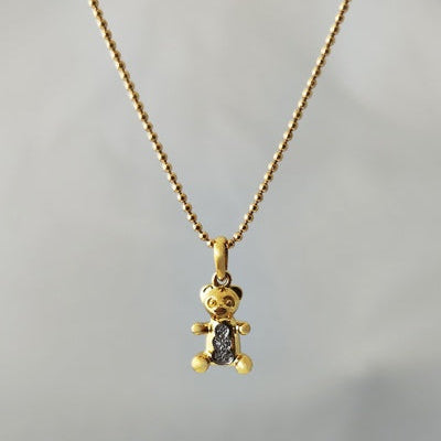 Pendentif ourson diamants or jaune 750