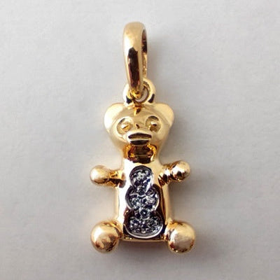 Pendentif ourson diamants or jaune 750