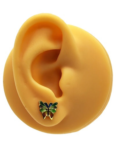 Boucles d'oreilles Papillons émaux or jaune 750 Arior