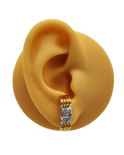 Boucles d'oreilles maillons bicolores diamants or 750