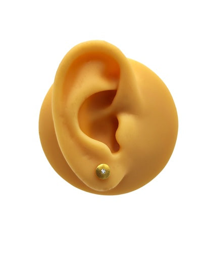 Boucles d'oreilles rondes satinées diamants or jaune 750