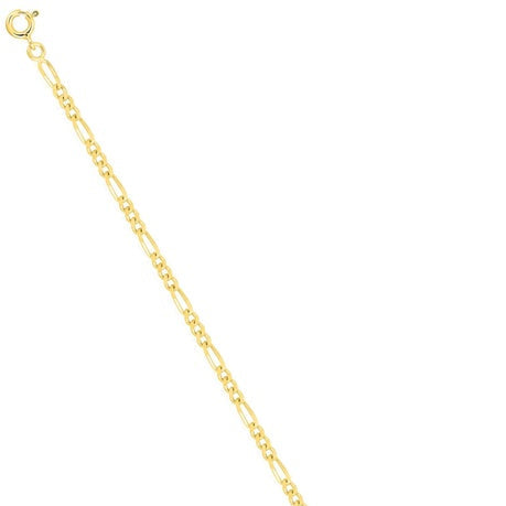 Bracelet figaro 1+3 alterné 2.1 mm or jaune 750