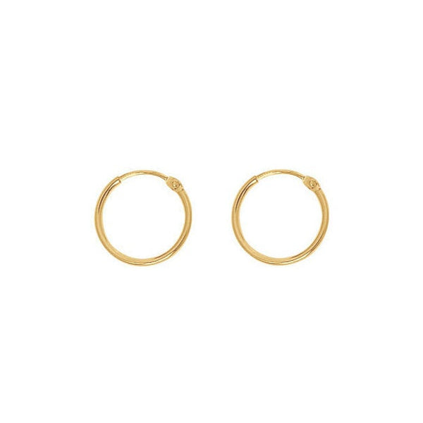 Mini créoles 12 mm or jaune 750 épaisses