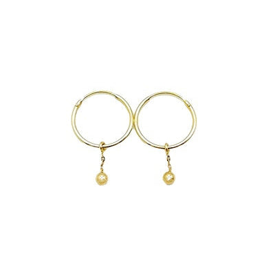 Créoles 14 mm chainete boule or jaune 750