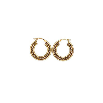 Créoles torsade plate 2 ors 750