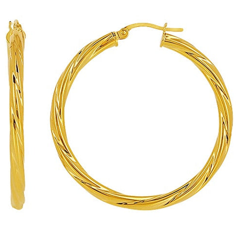 Créoles torchon 47 mm or jaune 750