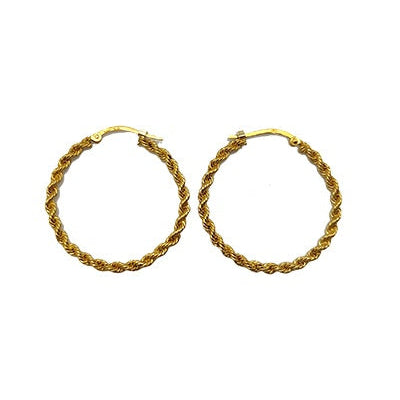 Créoles cordon massif 30 mm or jaune 750