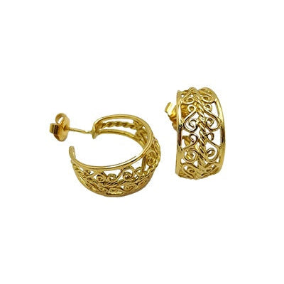 Créoles filigrane 20 mm or jaune 750