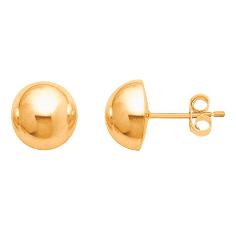 Boucles d'oreilles demi-boule 15 mm or jaune 750