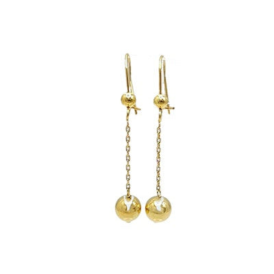 Boucles d'oreilles longues boule 6 mm or jaune 750