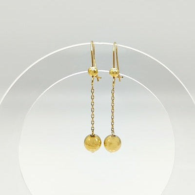 Boucles d'oreilles longues boule 7 mm or jaune 750