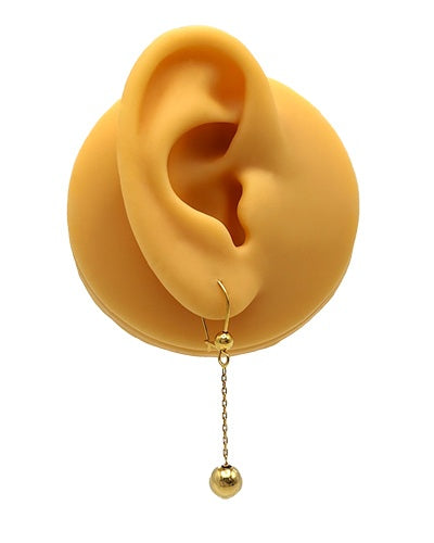 Boucles d'oreilles longues boule 7 mm or jaune 750