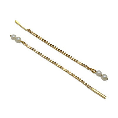 Boucles d'oreilles traversantes perles culture or jaune 750