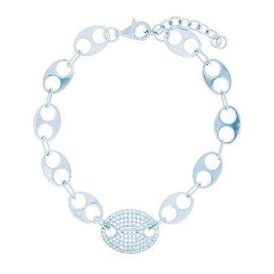 Bracelet grain de café zircons argent 925