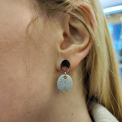 Boucles d'oreilles grain de café zircons argent 925