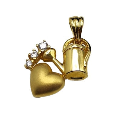 Pendentif arrosoir coeur or jaune 750 zirconiums