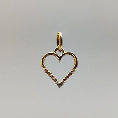 Pendentif coeur torsadé diamant or jaune 750