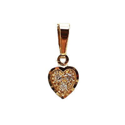 Petit pendentif coeur diamants or jaune 750