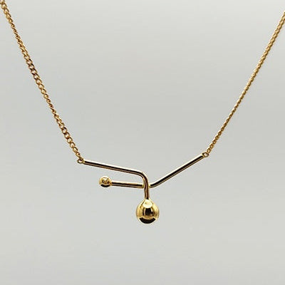 Collier barrette et boules or jaune 750