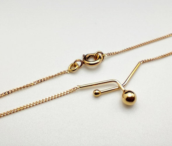 Collier barrette et boules or jaune 750