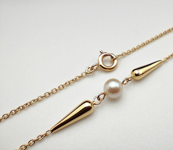 Collier cônes perle de culture or jaune 750