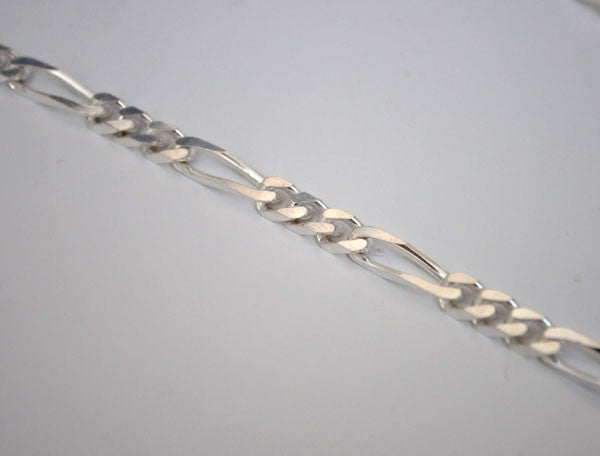 Cadena Figaro para hombre, 3+1 eslabones, plata maciza, 50 cm