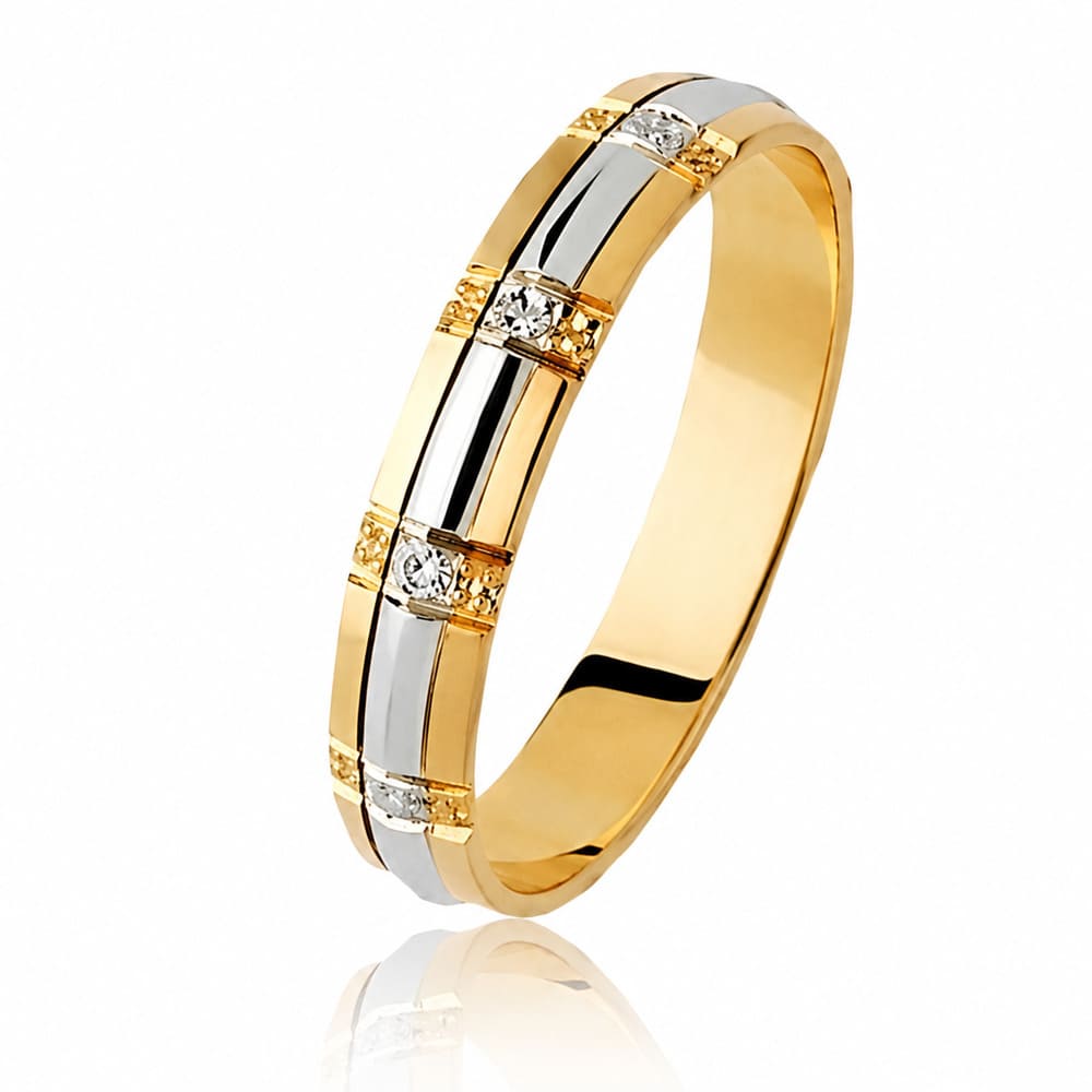Fancy wedding band in 2 golds 750 3 mm Orest