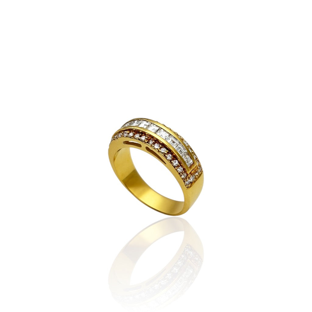 Bague diamants carrés or jaune 750