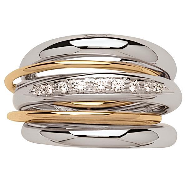 Bague articulée diamants deux ors 750 Caplain