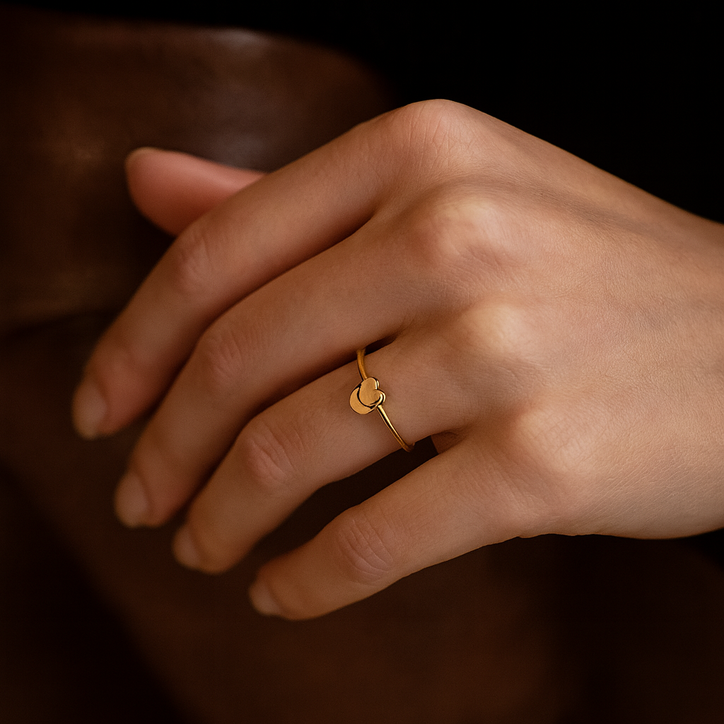 Bague double coeur or jaune 750