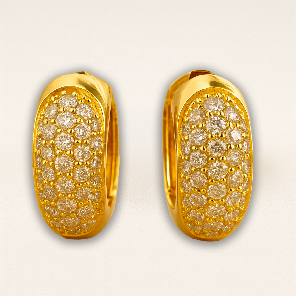 Boucles d'oreilles pavé diamants or jaune 750 Orest