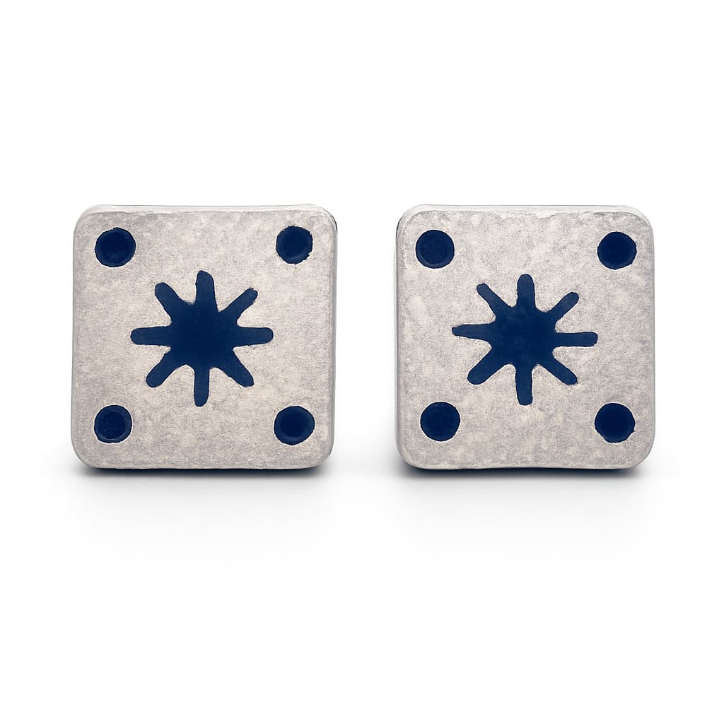 Boucles d'oreilles carrées argent 925 satiné émaux bleus Arior