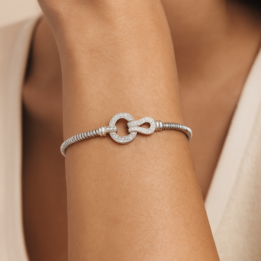 Bracelet Jonc tubogaz zircons argent 925 Caplain St André