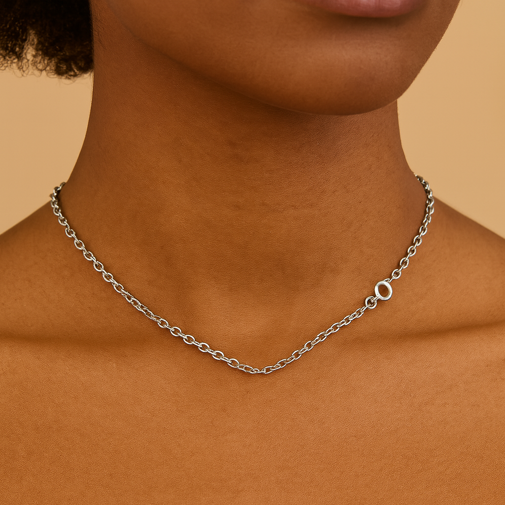 Chaîne forçat diamantée or blanc 750 55 cm