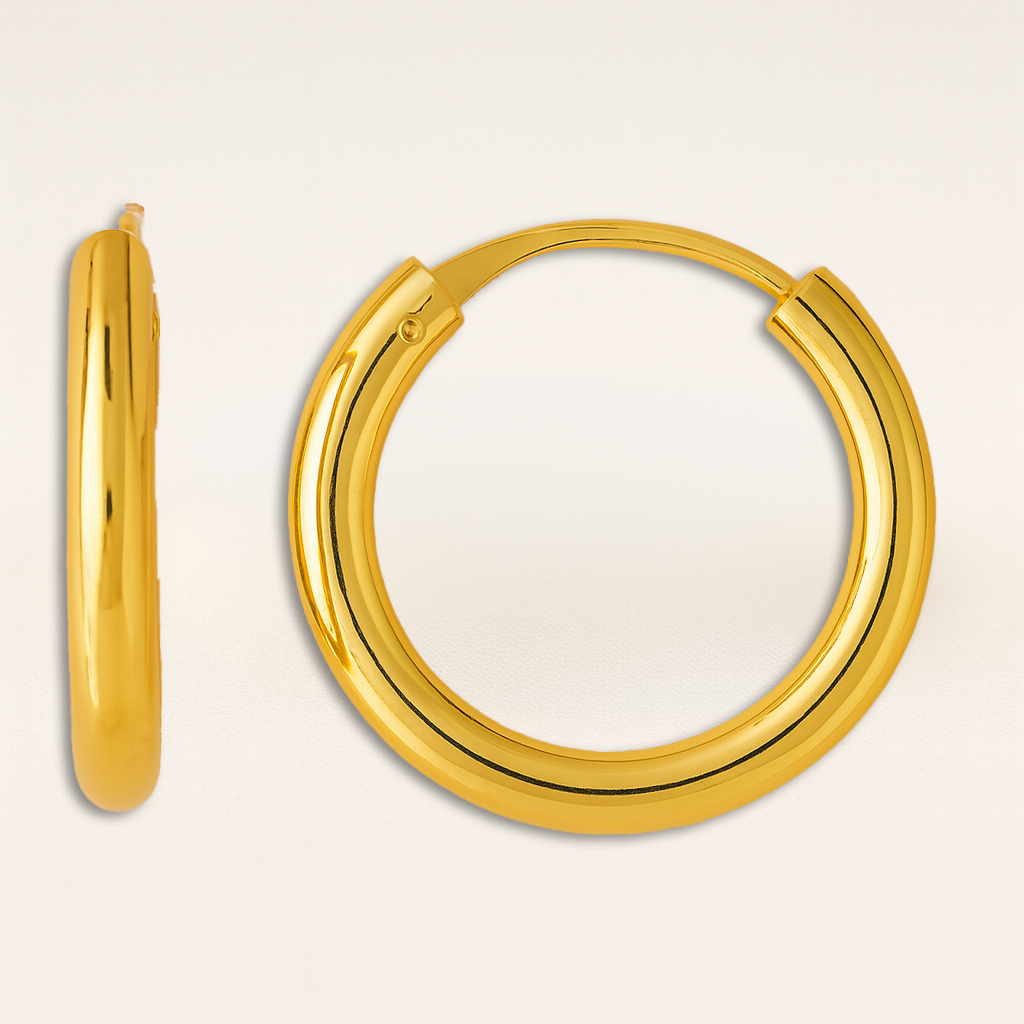 Créoles larges 35 mm or jaune 750