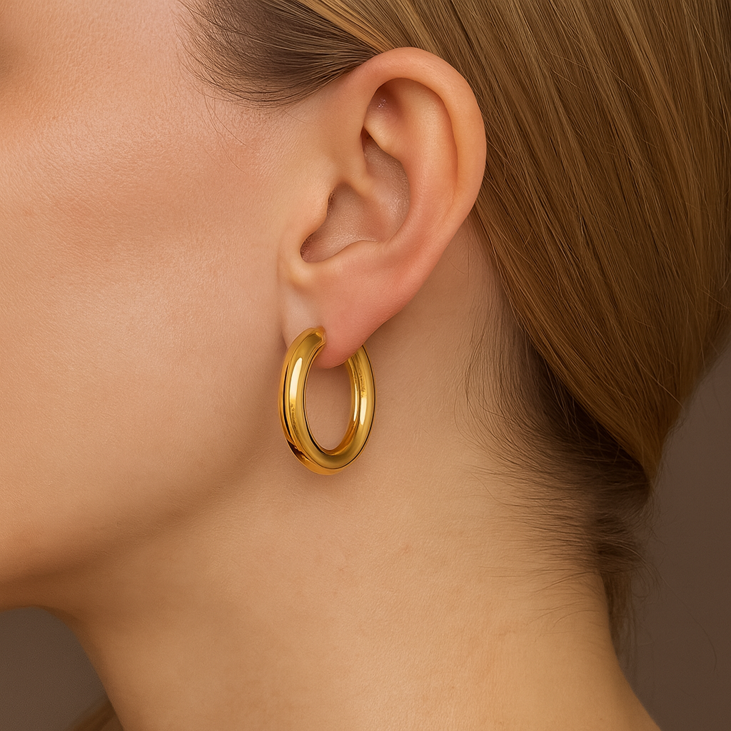 Créoles larges 35 mm or jaune 750