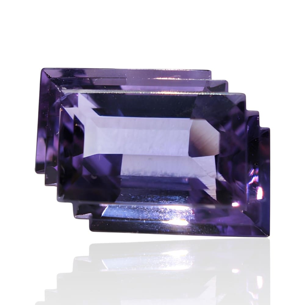 amatista rectangular de corte negativo