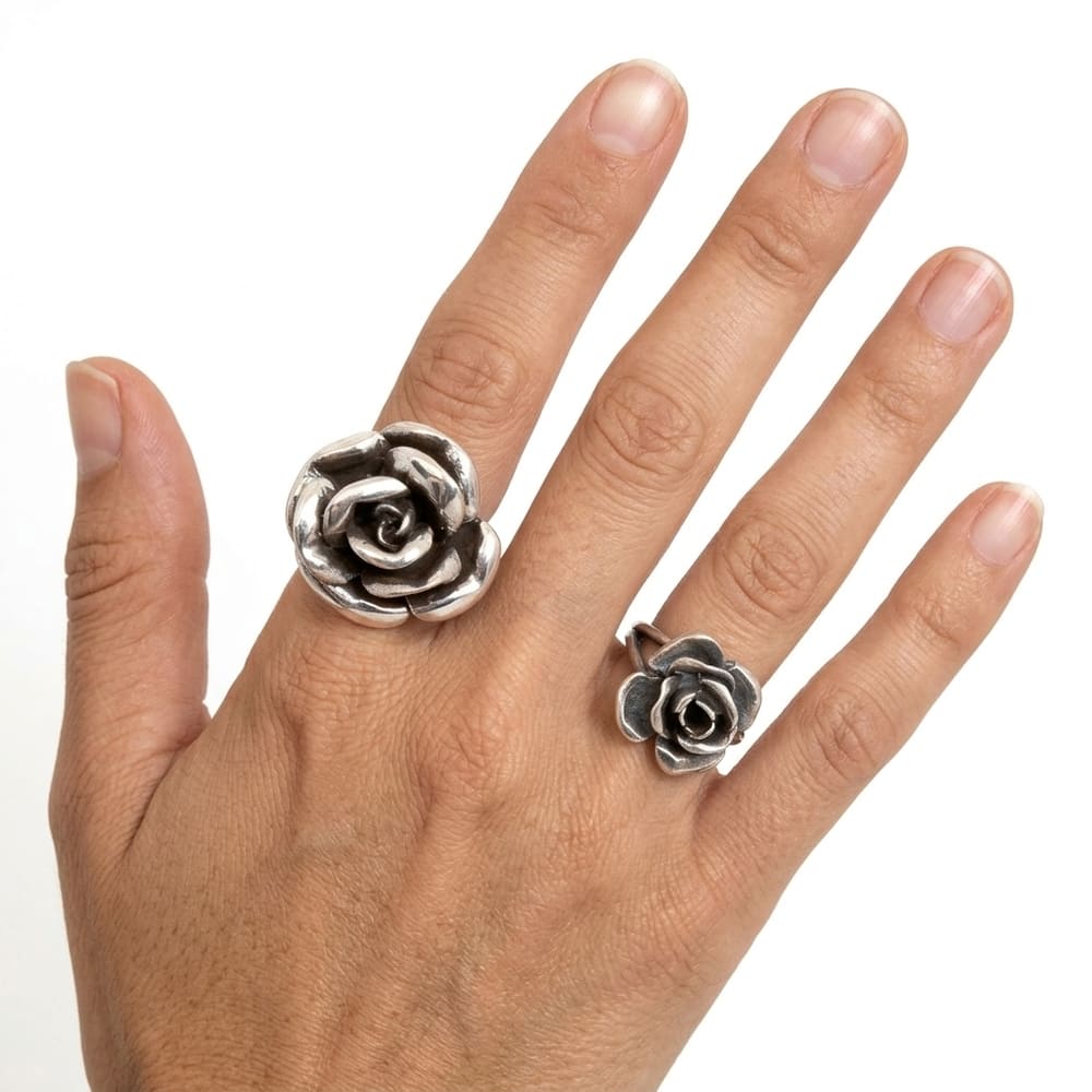 Grande bague Rose argent massif XL Arior
