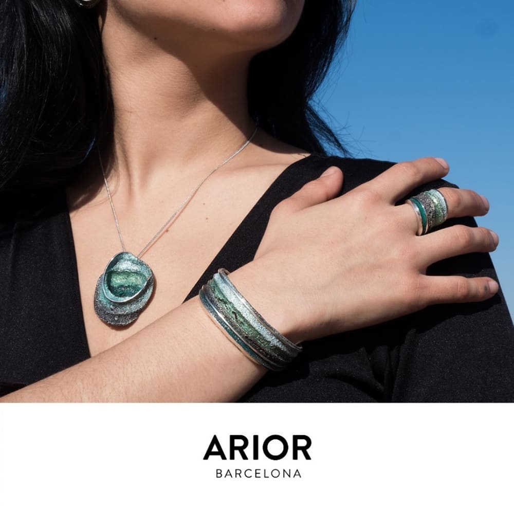 Bague Sinera pigments verts argent Arior